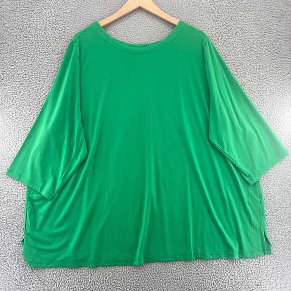 Susan Graver Tops - Susan Graver Top Womens 5X Plus Green Modern Essentials Liquid Knit Pullover 3/4
